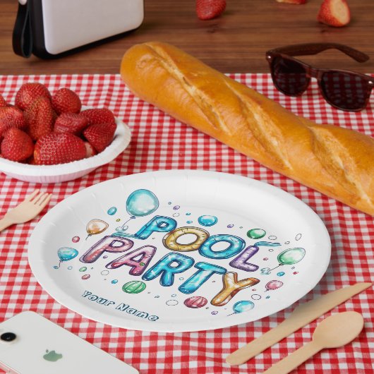 Graffiti Style Buchstaben und Balloons I Pool Part Pappteller (Picknick)