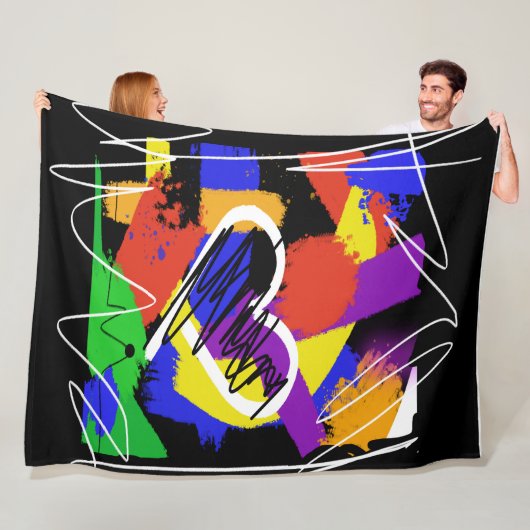 Graffiti Style Colorful Messy Herz Fleecedecke (Beispiel)