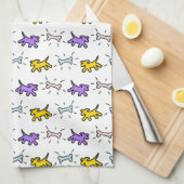 Graffiti style Dogs and Bones White Dog Handtuch 7 (Viertel Falte)