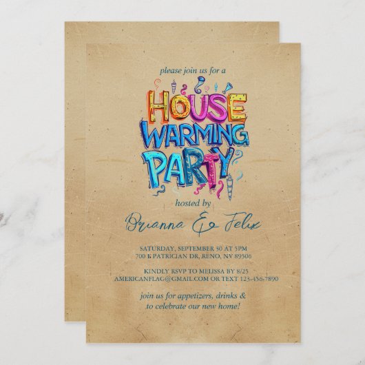 Graffiti Style Erwärmung Party Einladung (Vorne/Hinten)