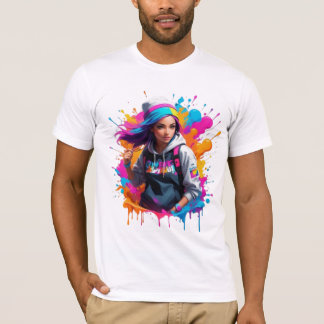 Graffiti-Style-Farblauflogos - Fett und lebendig D T-Shirt
