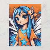 Graffiti Style Fee mit blauem Haar Postkarte (Vorderseite)