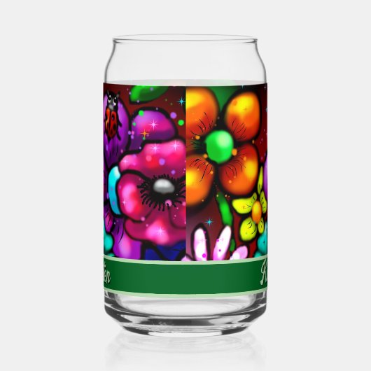 Graffiti Style Flowers & Ladybug Personalized Dosenglas (Links)