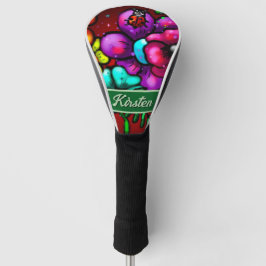 Graffiti Style Flowers & Ladybug Personalized Golf Headcover