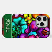 Graffiti Style Flowers & Ladybug Personalized iPhone Hülle (Rückseite (Horizontal))
