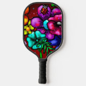 Graffiti Style Flowers & Ladybug Personalized Pickleball Schläger (Rückseite)