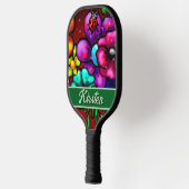 Graffiti Style Flowers & Ladybug Personalized Pickleball Schläger (Links)
