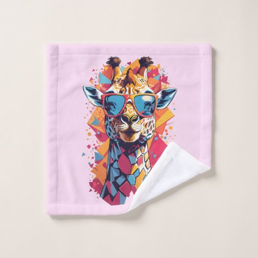 Graffiti Style Giraffe Portrait-58567 Badhandtuch Set (Waschlappen)