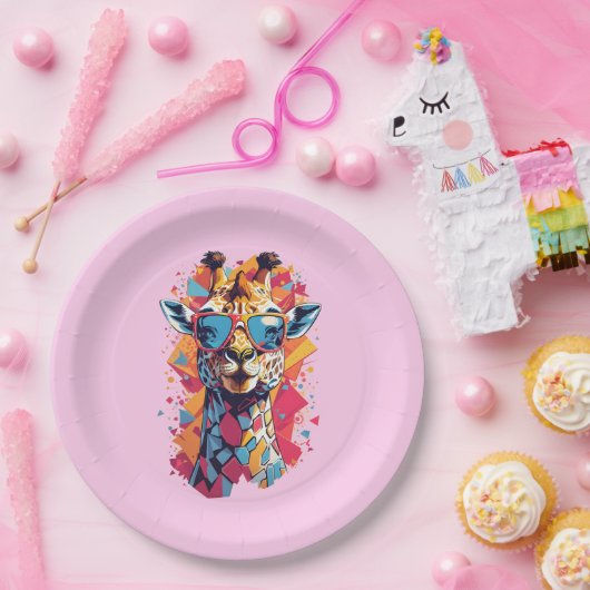 Graffiti Style Giraffe Portrait-58567 Pappteller (Party)