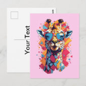 Graffiti Style Giraffe Portrait-58567 Postkarte (Vorne/Hinten)