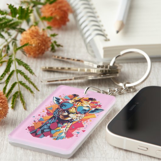 Graffiti Style Giraffe Portrait-58567 Schlüsselanhänger (Vorderseite rechts)