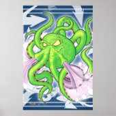 Graffiti Style Green Octopus Poster (Vorne)