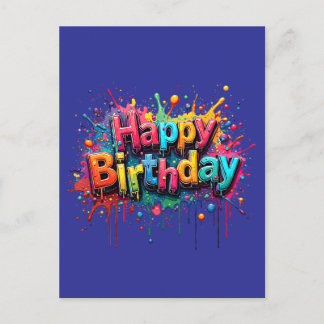 Graffiti Style Happy Birthday Invite Einladungspostkarte