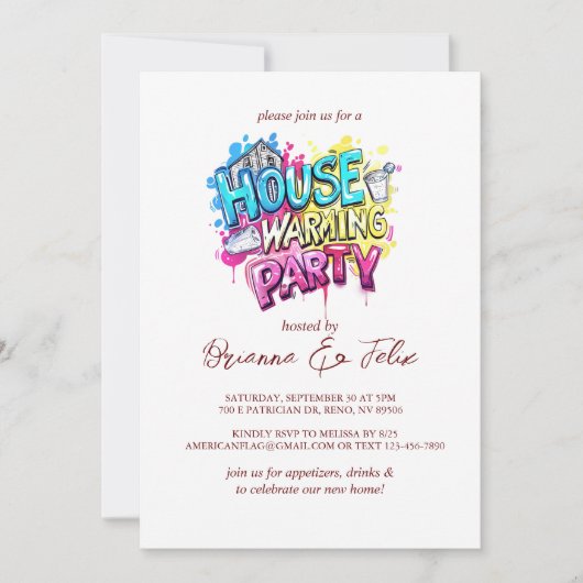 Graffiti Style House Erwärmung Party Einladung (Vorderseite)