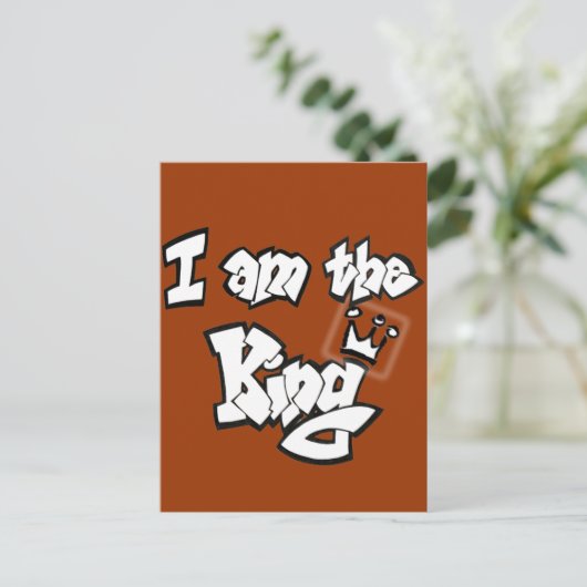 Graffiti Style "I am the King" mit Krone Postkarte (Stehend Vorderseite)