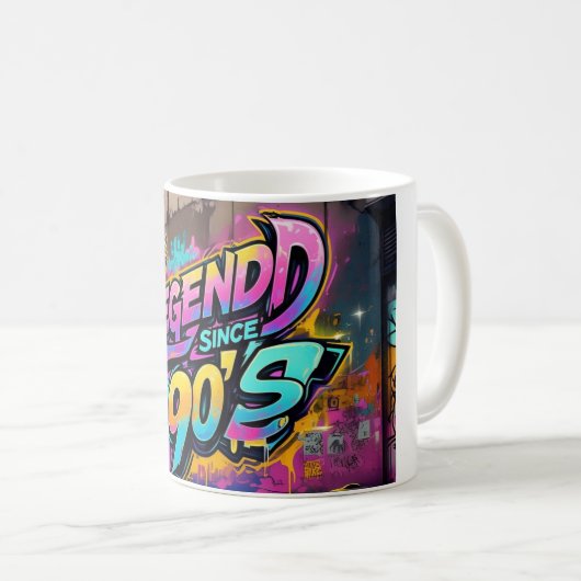 Graffiti-Style "Legend seit den 90er Jahren" Kaffeetasse (VorderseiteRechts)