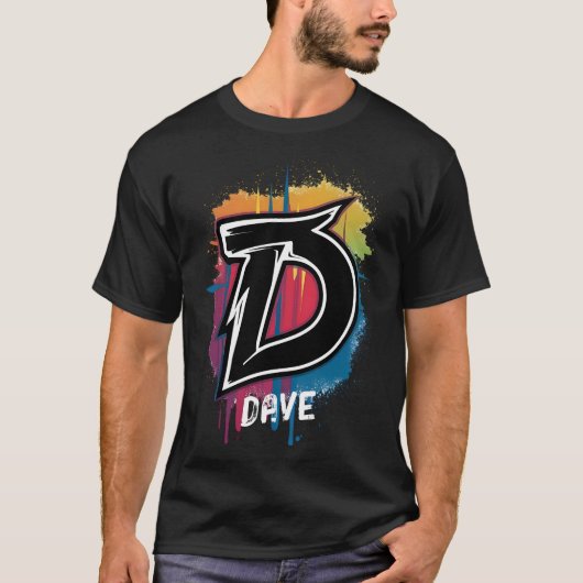 Graffiti Style Letter "D" Mit Monogramm anpassbar T-Shirt (Vorderseite)