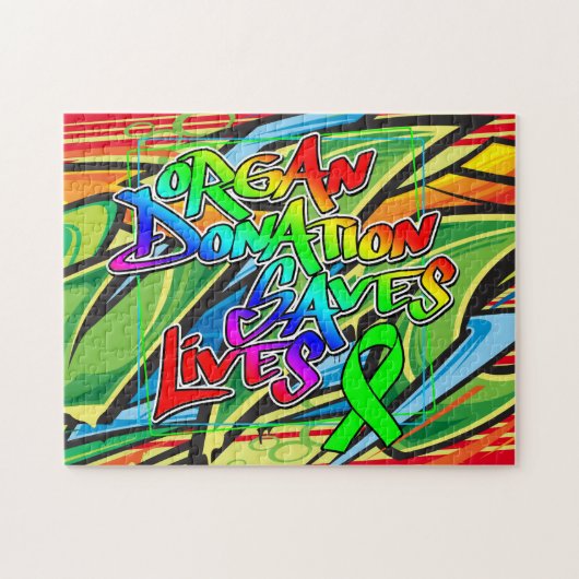 Graffiti Style Organspende Bewusstsein Jigsaw Puz Puzzle (Horizontal)