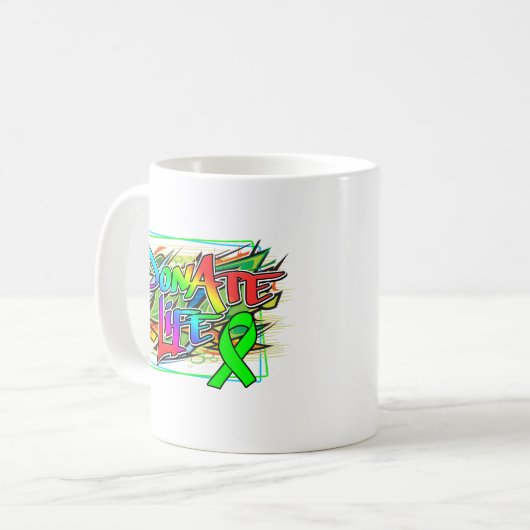 Graffiti Style Organspende Bewusstsein Kaffeetasse (Vorderseite Links)