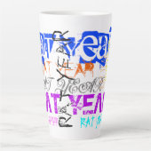 Graffiti style Rat Chinese Year Zodiac L Latte Tas Milchtasse (Vorderseite)