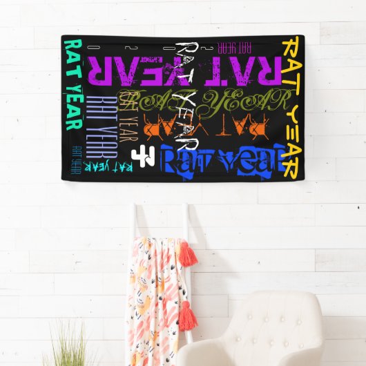 Graffiti style Repeating Rat Metal Year 2020 B Banner (Insitu)