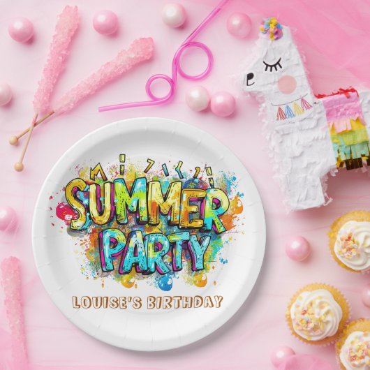 Graffiti Style Summer Party Pappteller (Party)