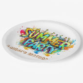 Graffiti Style Summer Party Pappteller (Schrägansicht)