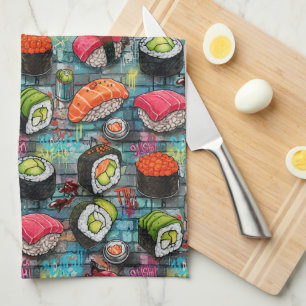Graffiti Sushi Geschirrtuch