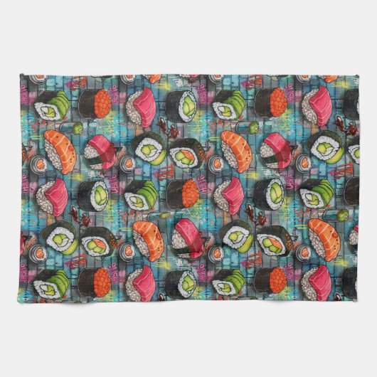 Graffiti Sushi Geschirrtuch (Horizontal)