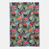 Graffiti Sushi Geschirrtuch (Vertikal)