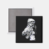 Graffiti Tag Skeleton Ghetto Girl Magnet (Vorderseite/Rückseite)