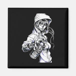 Graffiti Tag Skeleton Ghetto Girl Magnet