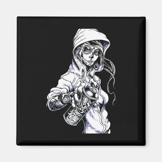 Graffiti Tag Skeleton Ghetto Girl Magnet (Vorne)