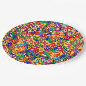 Graffiti Tiger Memphis Global Village Coffehouse Pappteller (Schrägansicht)