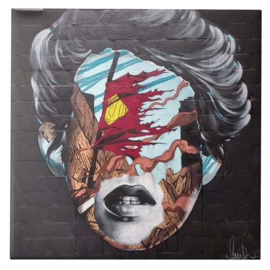 Graffiti-Tile, die einen weiblichen Kopf darstelle Fliese (Vorderseite)