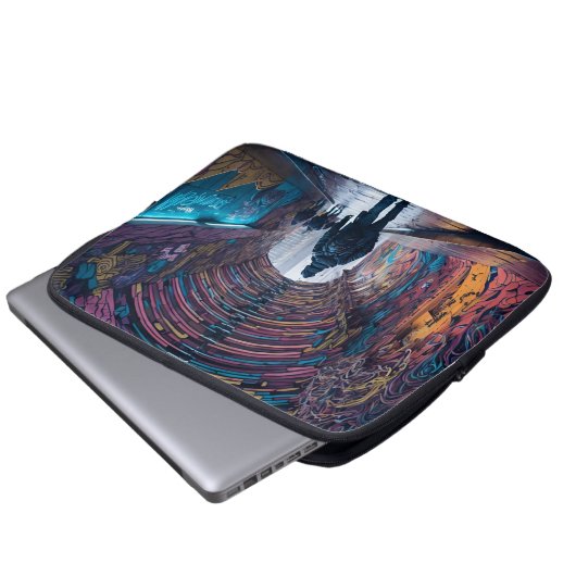 Graffiti-Tunnel Laptopschutzhülle (Vorne Knopf)