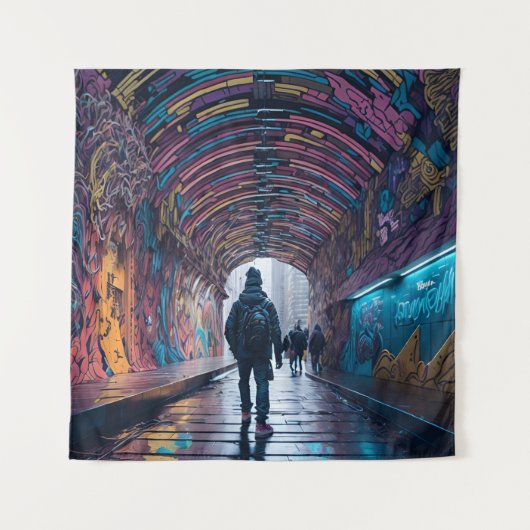 Graffiti-Tunnel Wandteppich (Vorderseite)