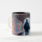 Graffiti-Tunnel Zweifarbige Tasse (Vorderseite Links)