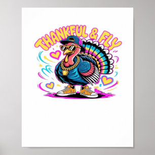 Graffiti Turkey Vibes - Dankbarkeit & Fly Cartoon  Poster