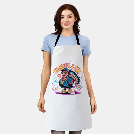 Graffiti Turkey Vibes - Dankbarkeit & Fly Cartoon Schürze (Getragen)