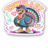 Graffiti Turkey Vibes � Thankful & Fly Cartoon Art Aufkleber (Vorderseite)
