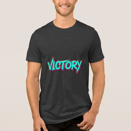 Graffiti Typography VICTORY Design T-Shirt Tri-Blend Shirt (Vorderseite)