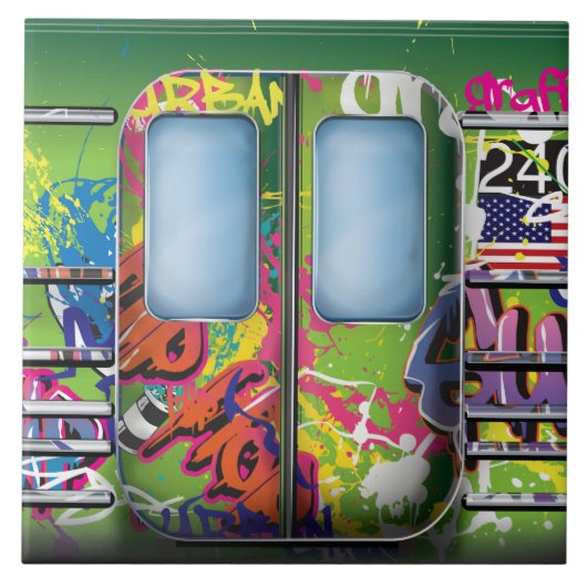 Graffiti U-Bahn Green Fliese (Vorderseite)