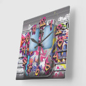 Graffiti-U-Bahn Quadratische Wanduhr (Winkel)