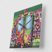 Graffiti-U-Bahn Quadratische Wanduhr (Winkel)