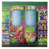 Graffiti U-Bahn-Zug Grün Fliese (Vorderseite)