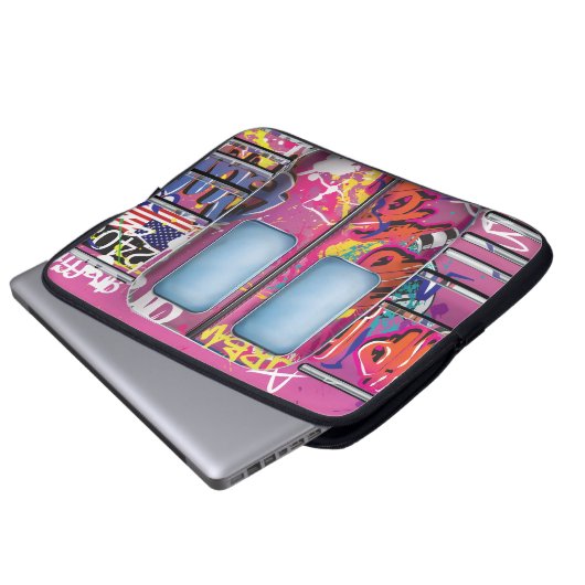 Graffiti-U-Bahn-Zug Laptopschutzhülle (Vorne Knopf)