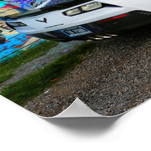Graffiti und die Corvette Z06 Poster (Ecke)