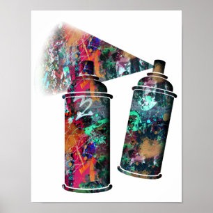 Graffiti und Paint Spritzer Spray Cans Poster