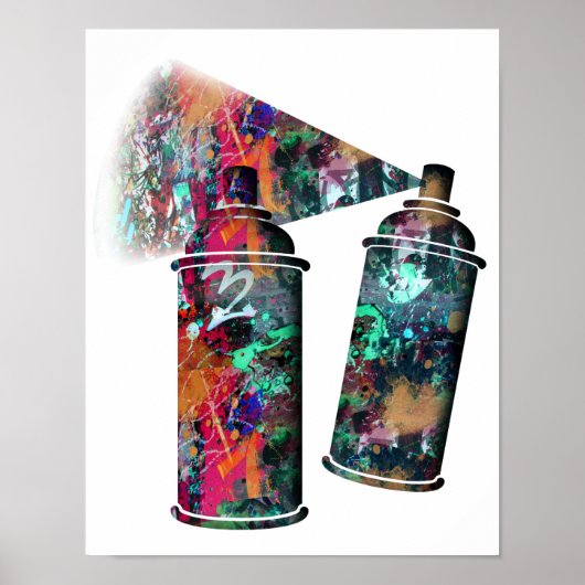 Graffiti und Paint Spritzer Spray Cans Poster (Vorne)